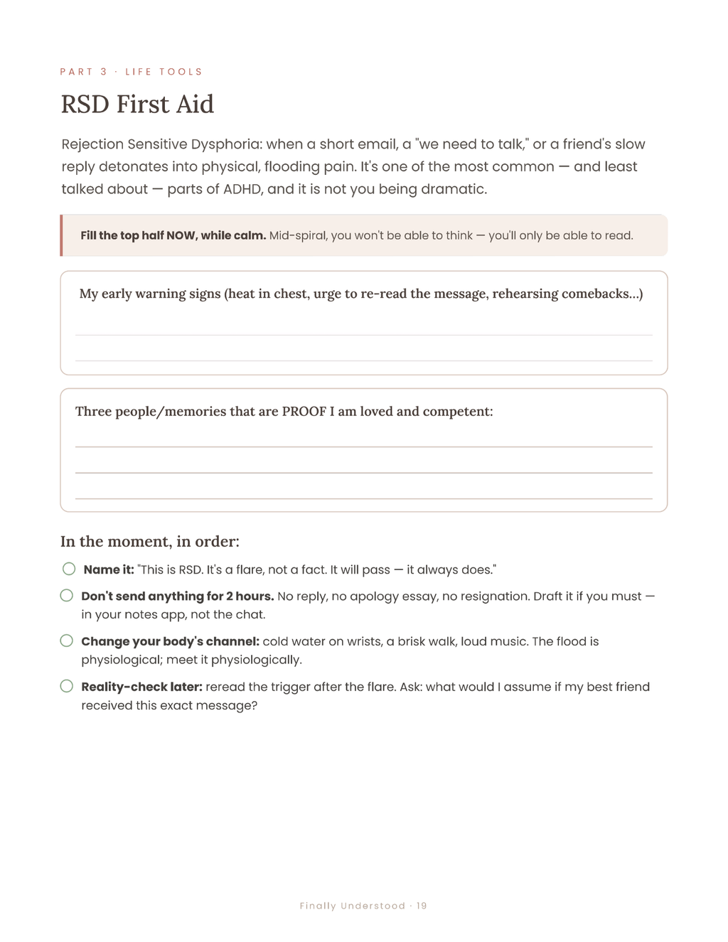 Finally Understood — ADHD Planner for Late-Diagnosed Women | Printable + Digital (GoodNotes) | Undated Daily Planner, Cycle Tracker, RSD Tools