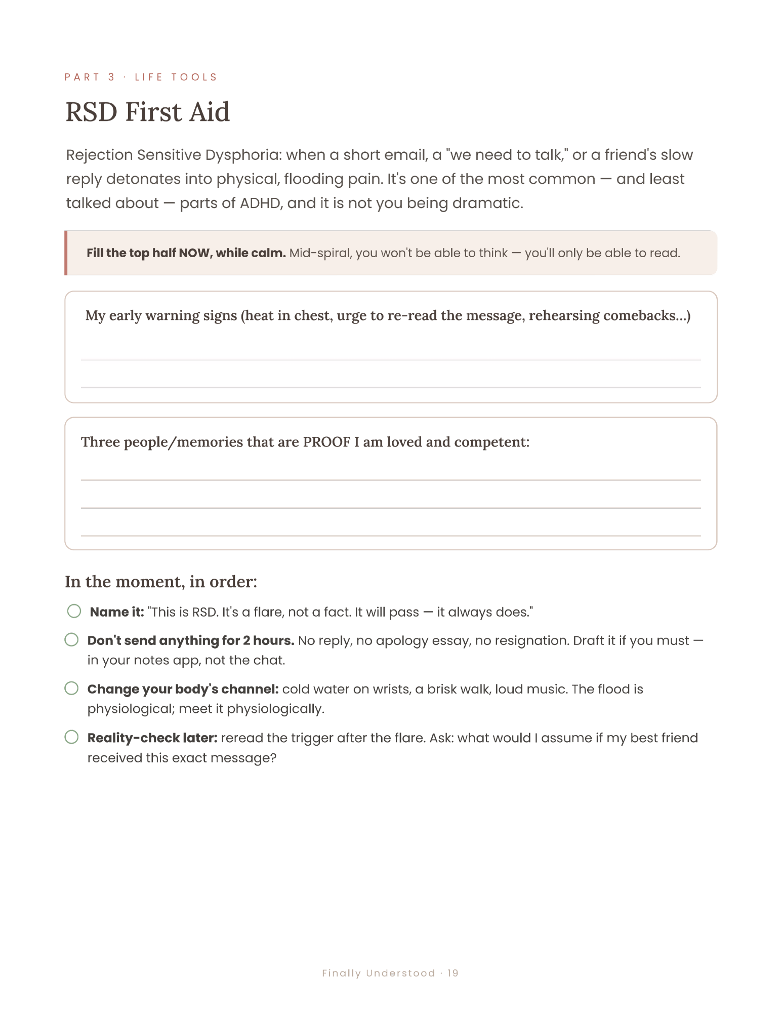 Finally Understood — ADHD Planner for Late-Diagnosed Women | Printable + Digital (GoodNotes) | Undated Daily Planner, Cycle Tracker, RSD Tools